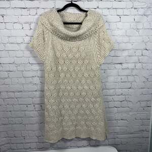 Worthington Lightweight Cable Knit Cowl Neck Sweater Dress Size 3X